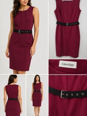 Calvin Klein Women's Sleeveless Sheath Dress in Wine